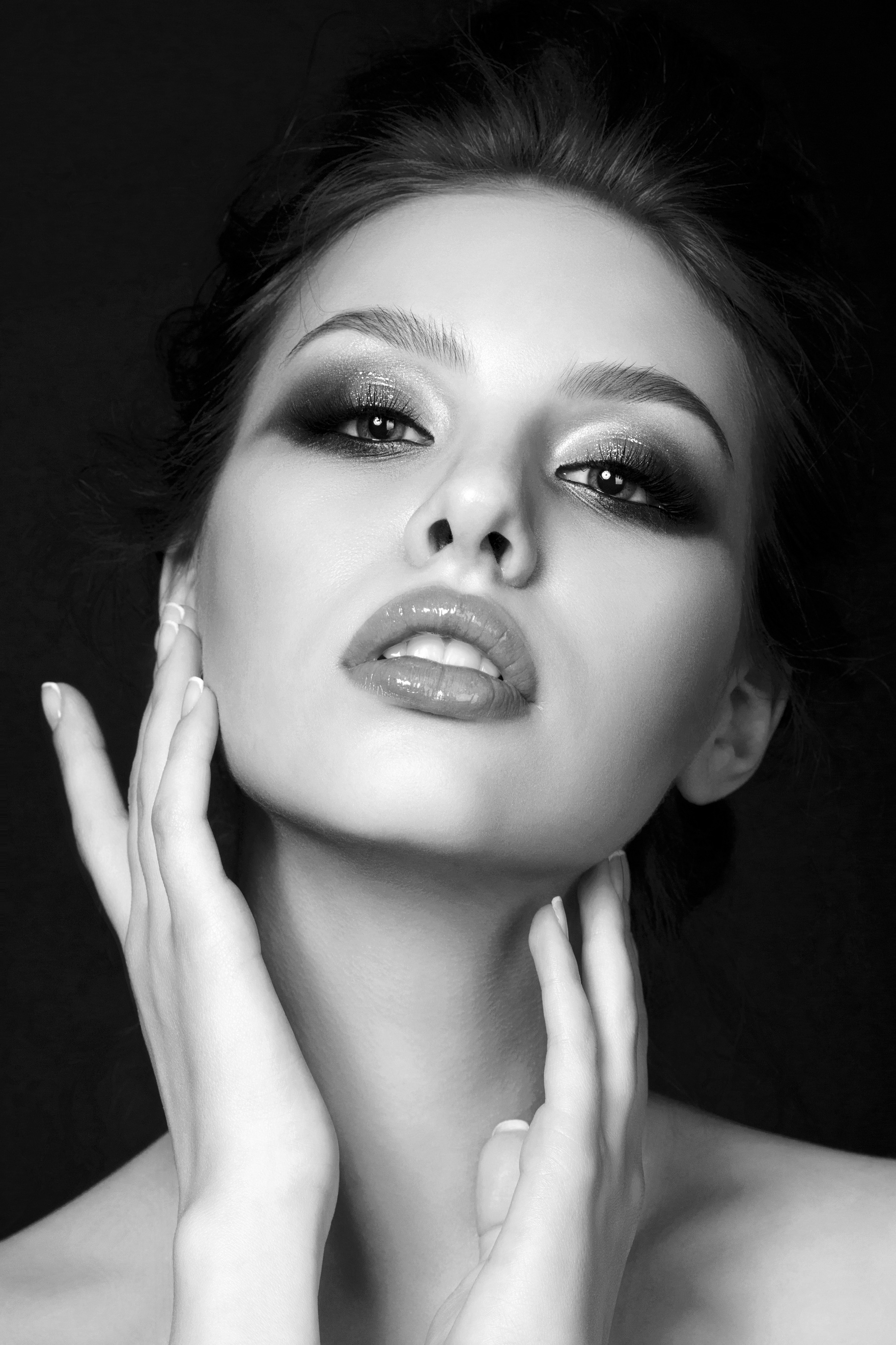 Black and White Beauty Portrait of Young Woman
